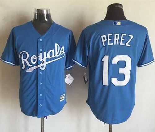 Royals #13 Salvador Perez Light Blue Alternate 1 New Cool Base Stitched MLB Jersey